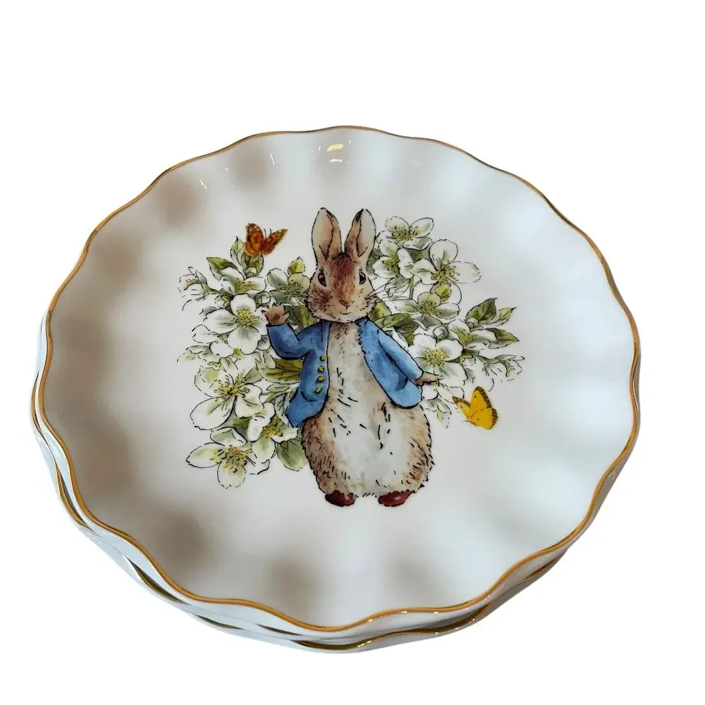 Beatrix Potter Peter Rabbit Easter Flowers & Butterflies Dinner Plates Set of 4
